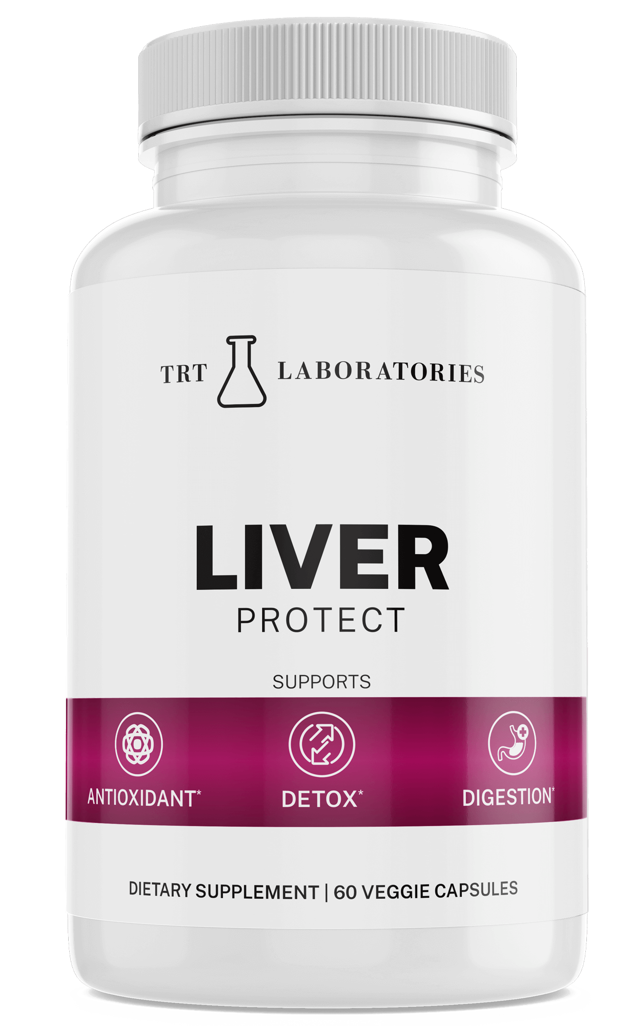 Liver Protect supplement by TRT LABORATORIES for liver health, antioxidant support, detox, and digestion, 60 veggie capsules.