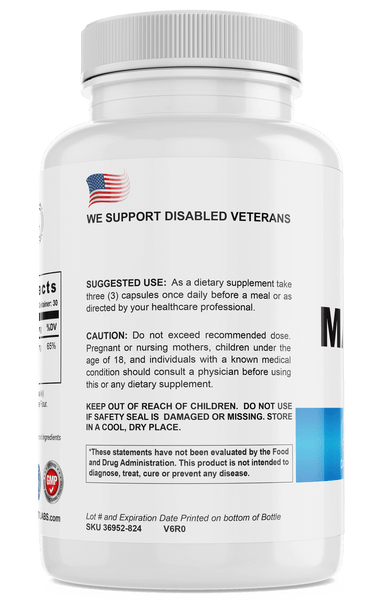 TRT LABORATORIES Magnesium Glycinate supplement bottle with label supporting disabled veterans