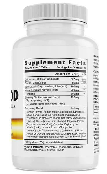 Nature's Rod supplement bottle showing ingredient list for enhanced vitality and testosterone support.