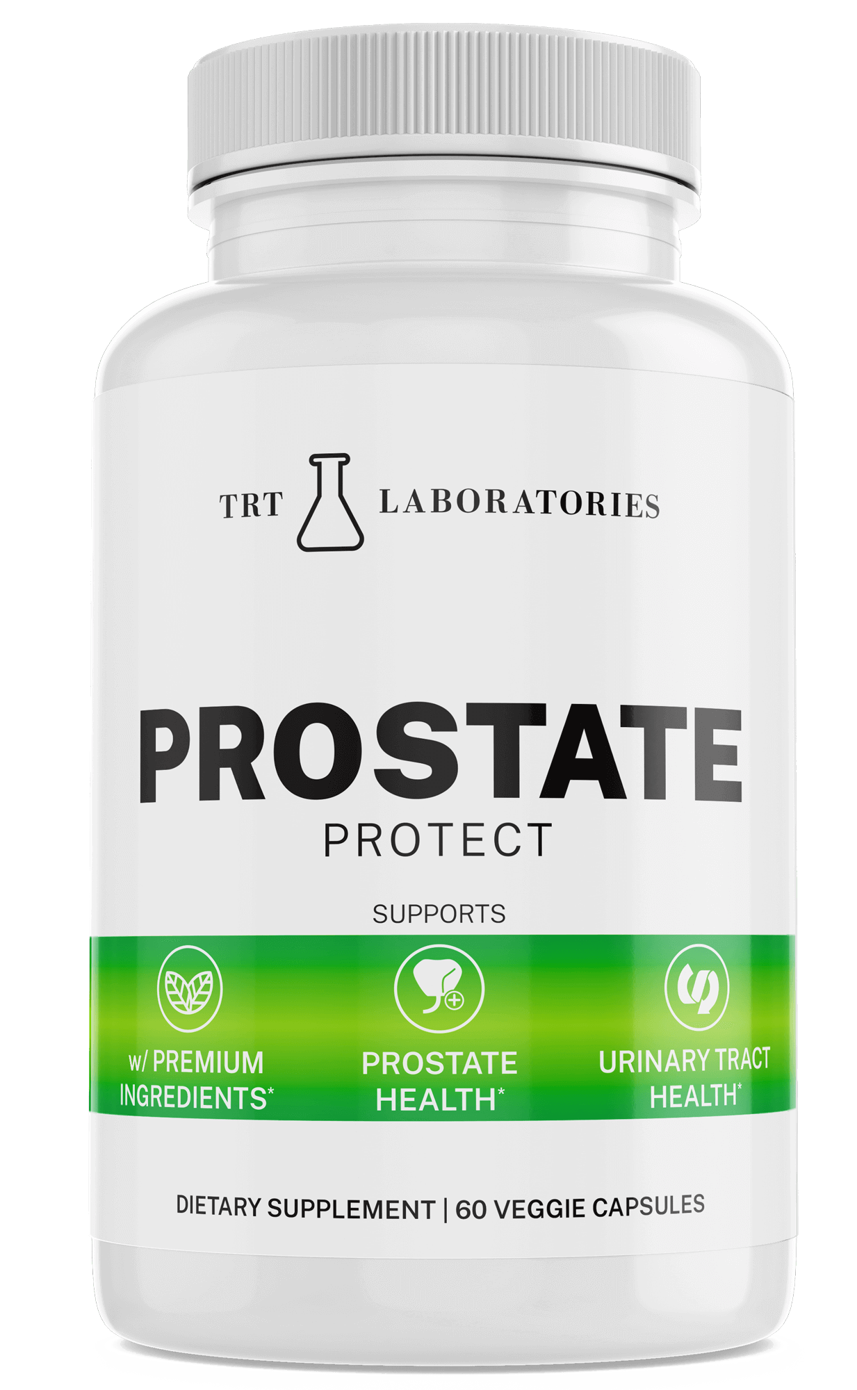 Prostate Protect supplement bottle by TRT LABORATORIES, INC. for prostate and urinary health support.